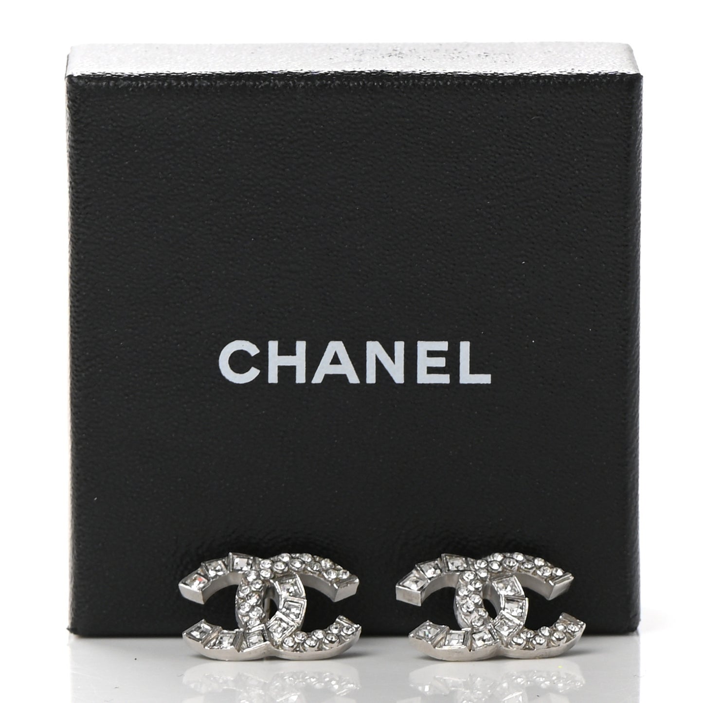Baguette Crystal CC Earrings Silver