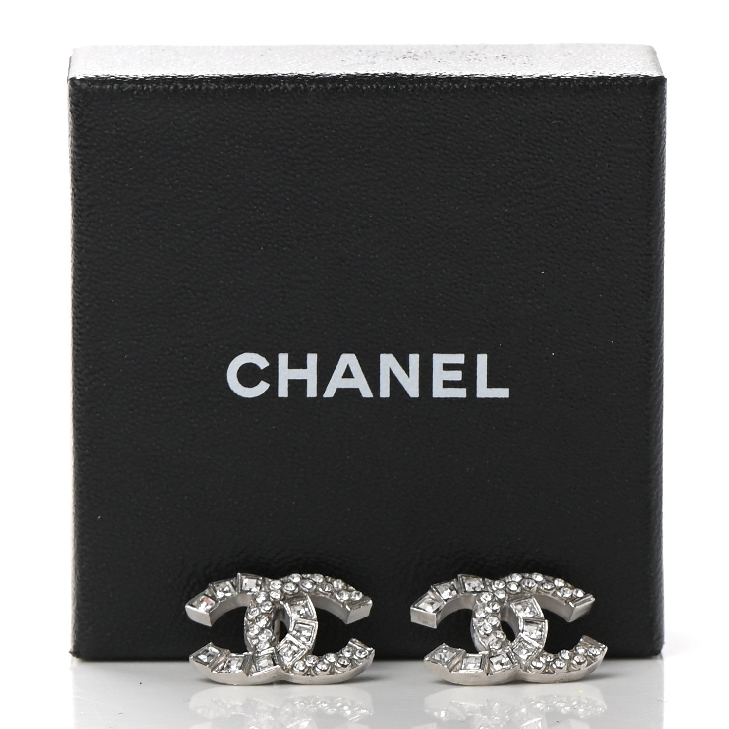 Chanel Baguette Crystal CC Earrings Silver 5 of 5