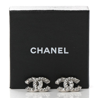Chanel Baguette Crystal CC Earrings Silver 5 of 5