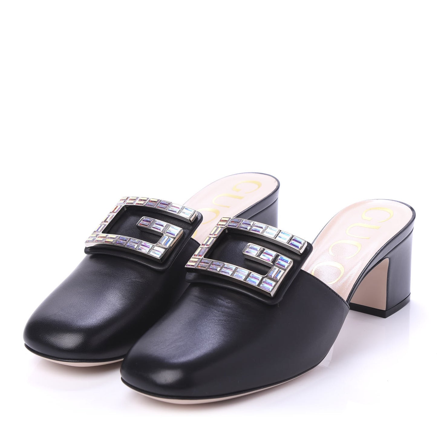 Malaga Kid Crystal Square G Madelyn Mules 38 Black