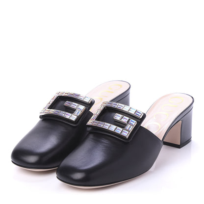 Gucci Malaga Kid Crystal Square G Madelyn Mules 38 Black 3 of 10