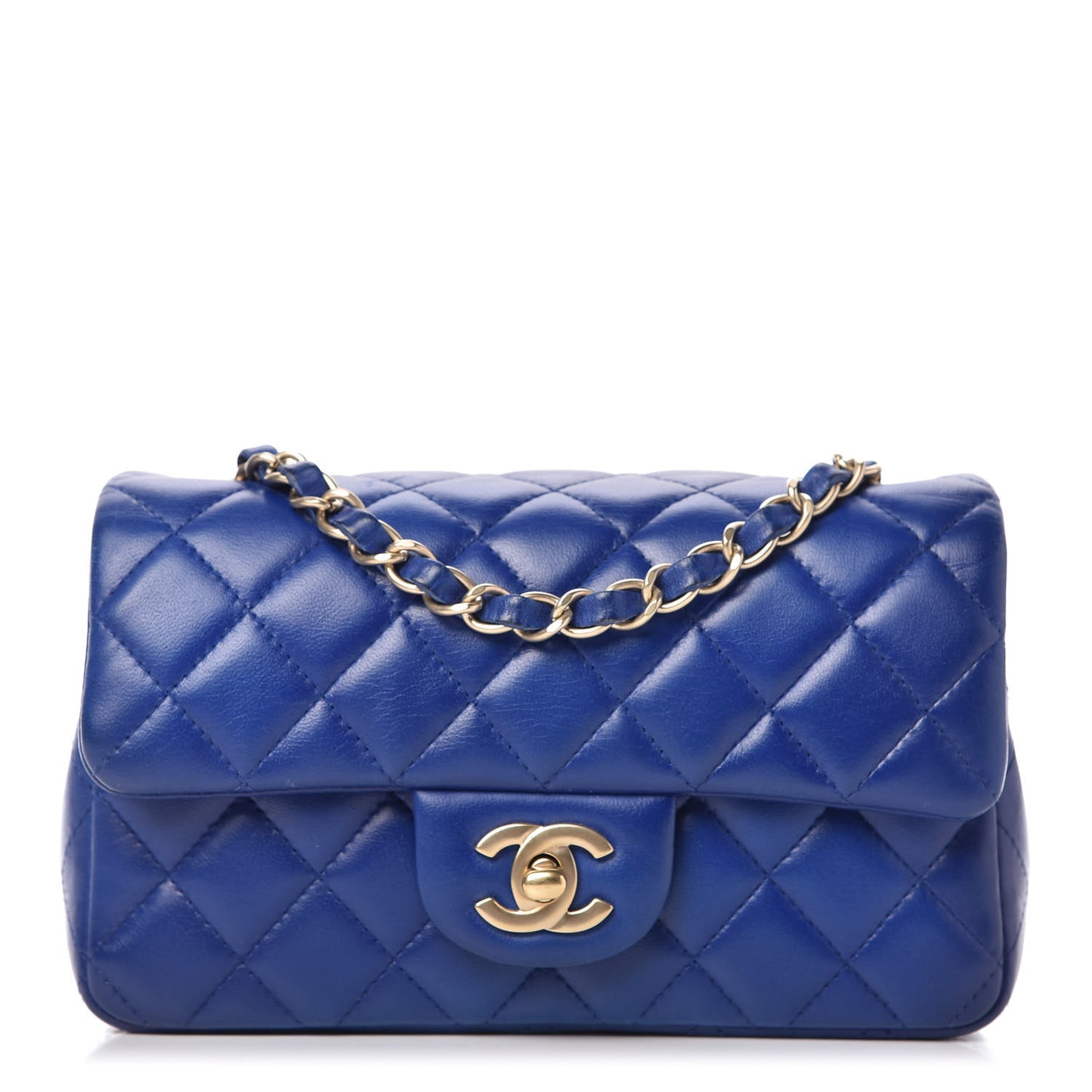 Lambskin Quilted Mini Rectangular Flap Royal Blue