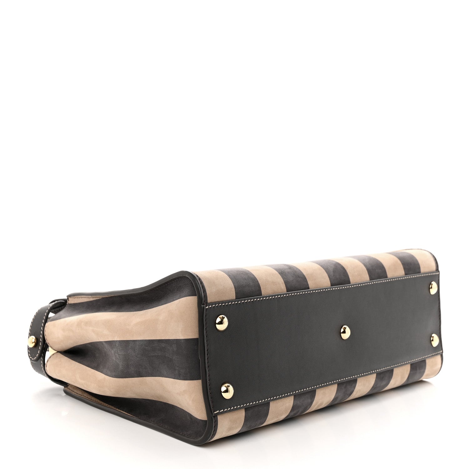 Fendi Vitello Nabuk Seta Pequin Medium Peekaboo Iconic Satchel Tobacco Moro Ebano 3 of 10