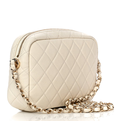 Chanel Caviar Flat Quilted Small Coco Tassel Camera Case White 3 of 10