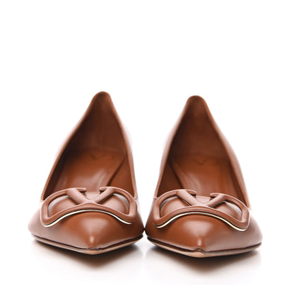 Valentino Garavani Calfskin Tonal Vlogo 45mm Pumps 37.5 Saddle Brown 2 of 9