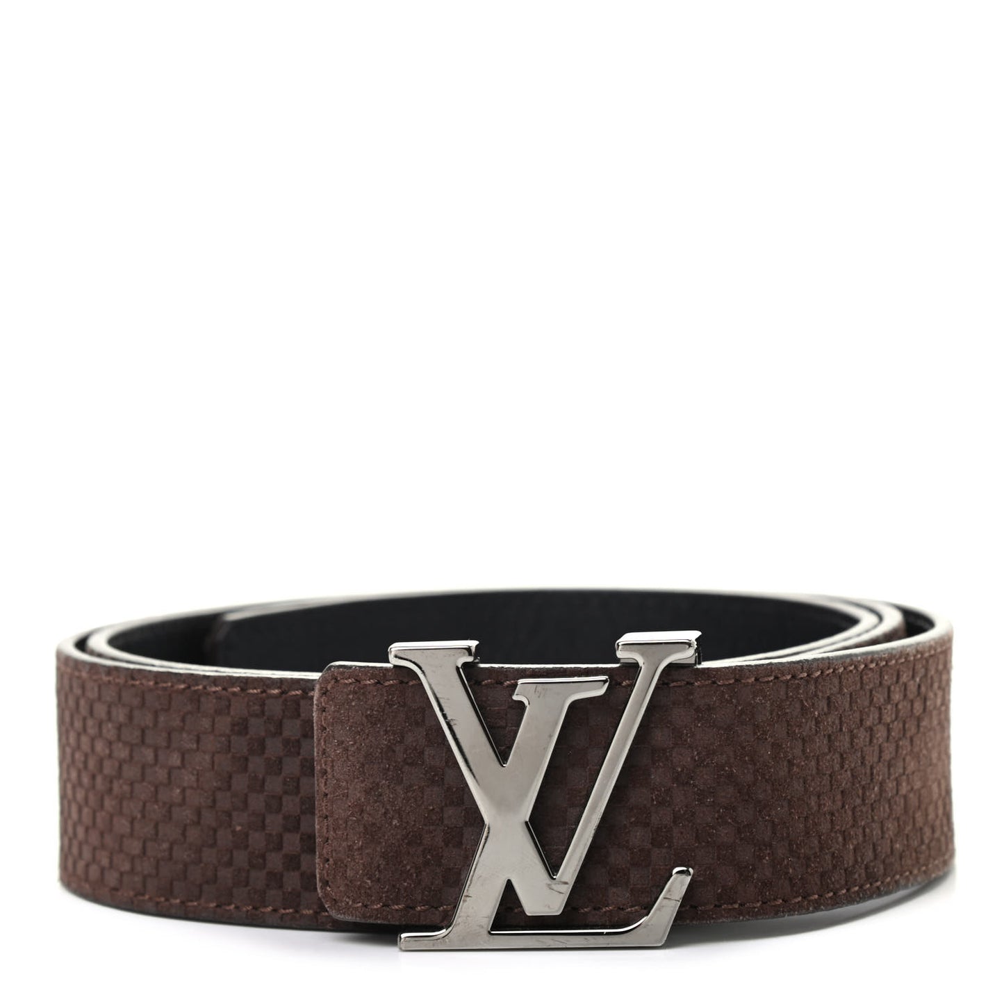 Suede Calfskin Mini Damier 40mm LV Initiales Belt 100 40 Moka