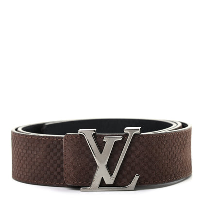 Louis Vuitton Suede Calfskin Mini Damier 40mm LV Initiales Belt 100 40 Moka 1 of 5