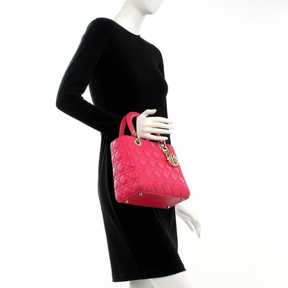 Christian Dior Lambskin Cannage Medium Lady Dior Pink 3 of 14