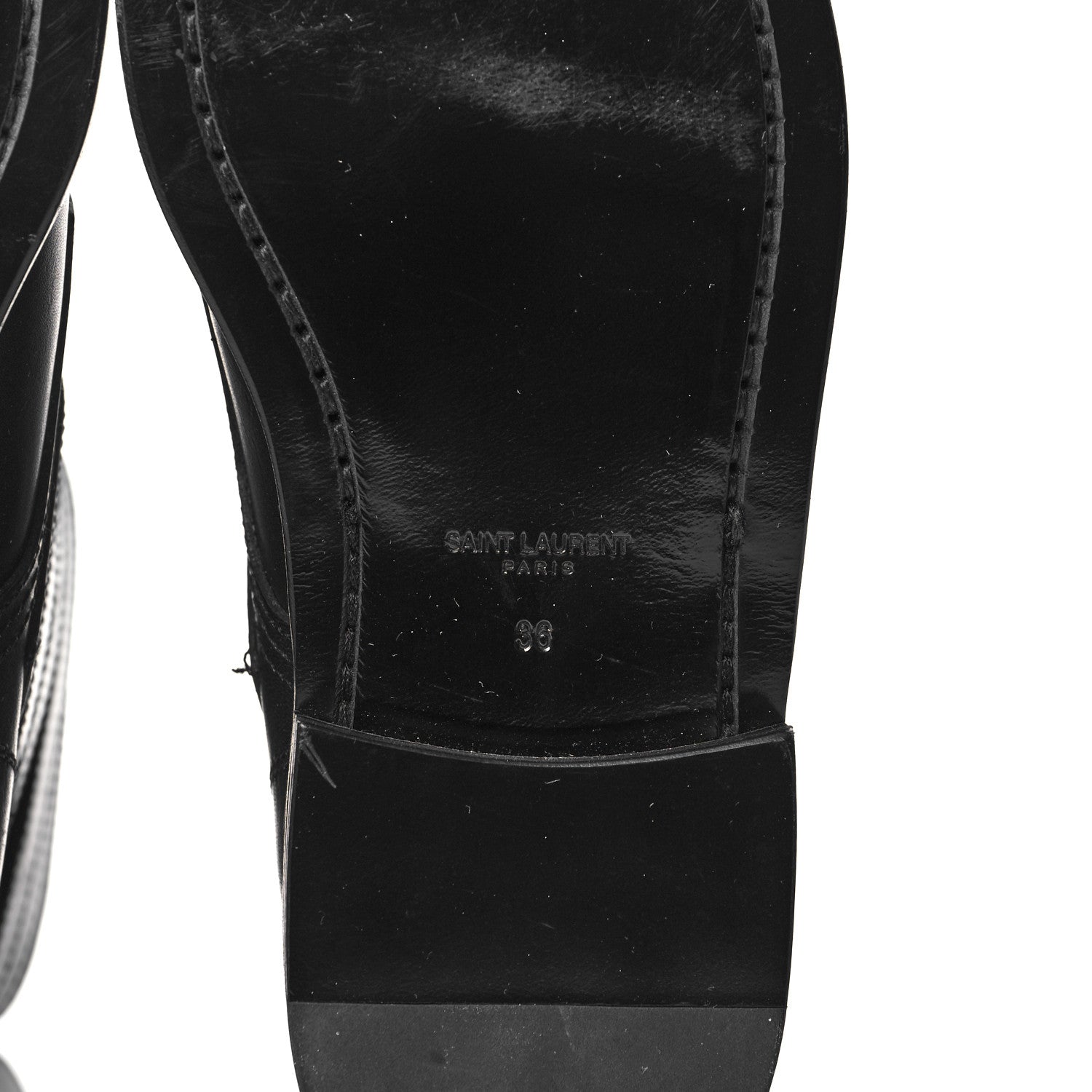 Saint Laurent Smooth Calfskin Studded Strap Rangers Boots 36 Black 7 of 20