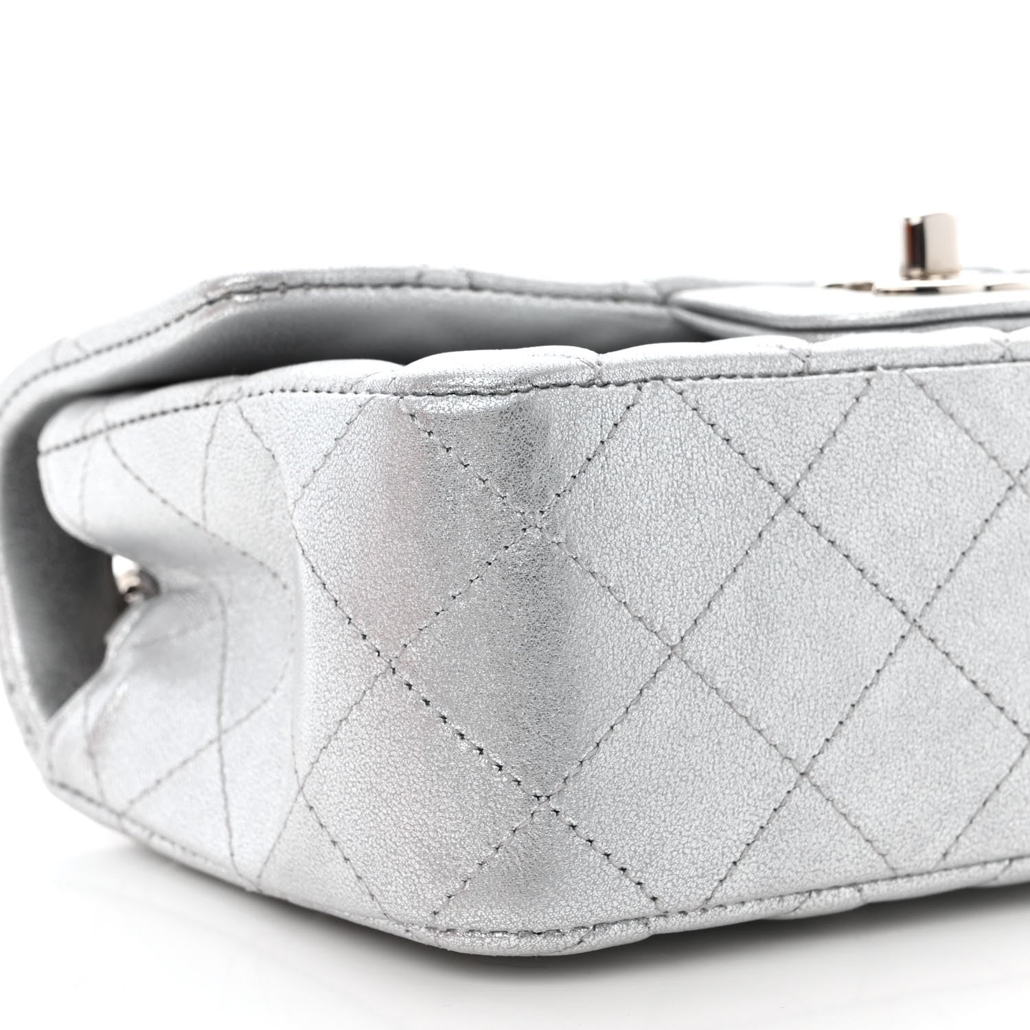Chanel Metallic Lambskin Quilted Mini Rectangular Flap Silver 9 of 11
