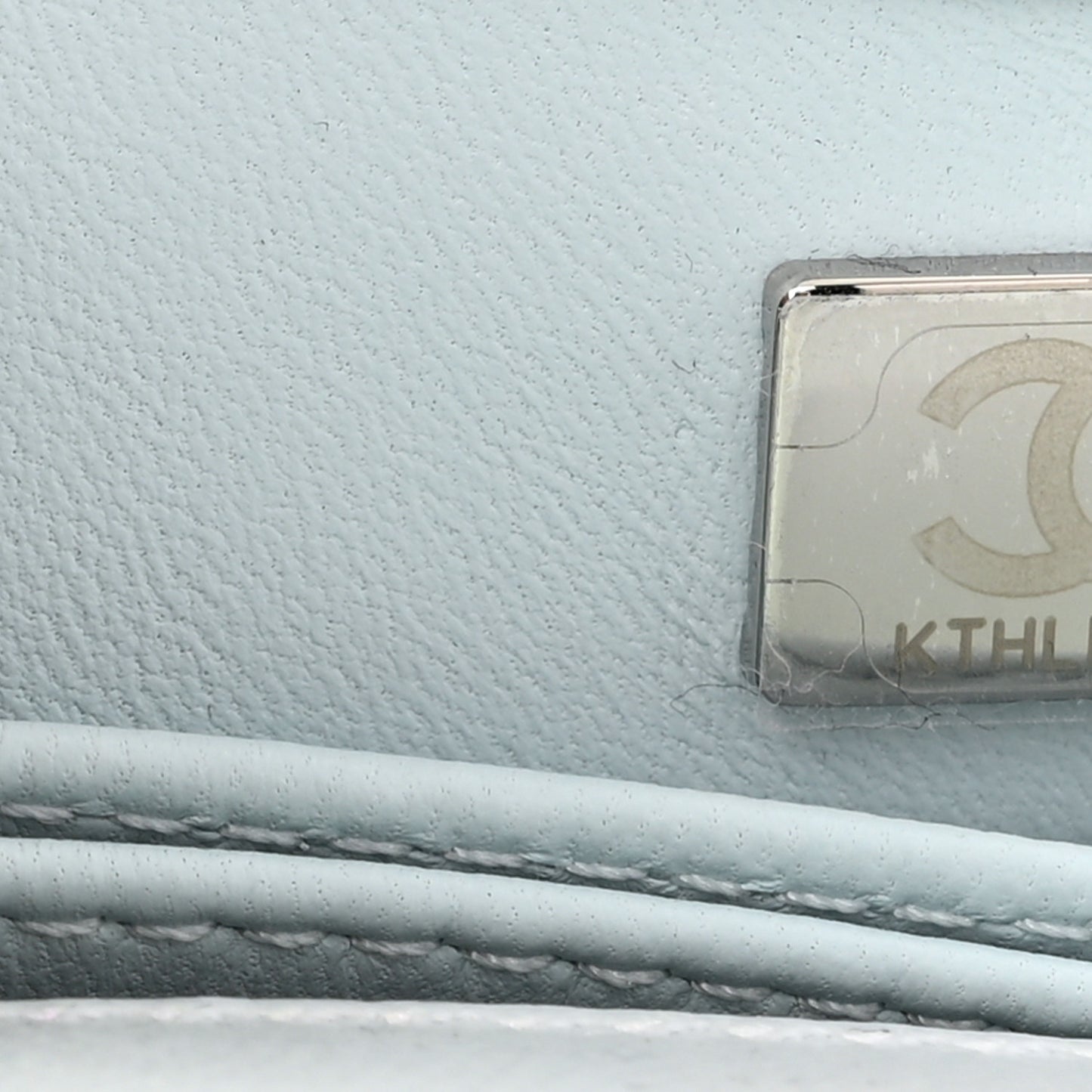 Iridescent Caviar Quilted Extra Mini Coco Handle Flap Light Blue