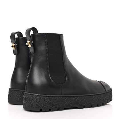 Chanel Calfskin Cap Toe CC Ankle Boots 37 Black 4 of 10