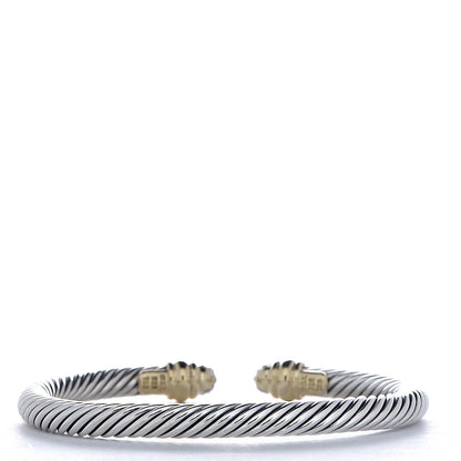 David Yurman Sterling Silver 18K Yellow Gold Diamond Cable Classics Bracelet 3 of 4