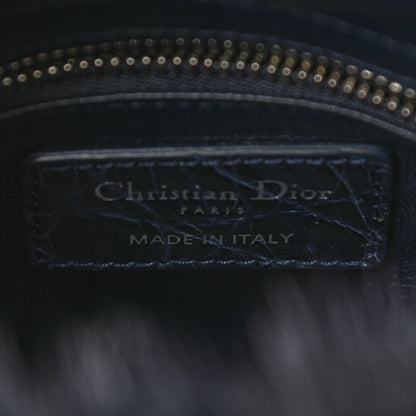 Christian Dior Mink Fur Crocodile Mini Lady Dior Navy Blue 6 of 9