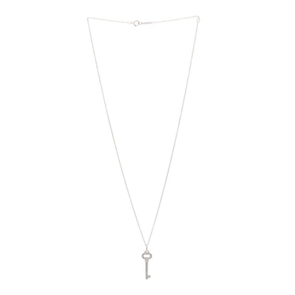 Tiffany Platinum Diamond Mini Vintage Oval Key Pendant Necklace 3 of 7
