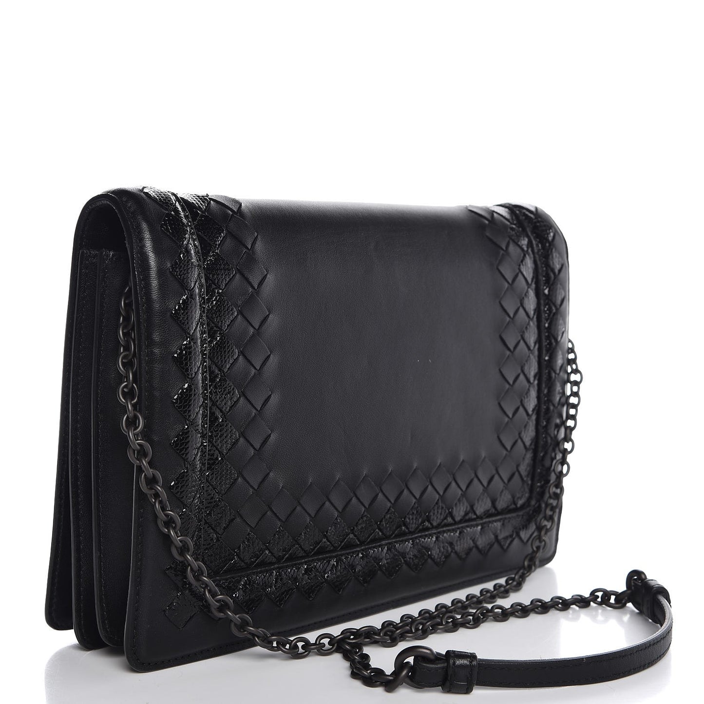 Nappa Intrecciato Ayers Chain Wallet Black
