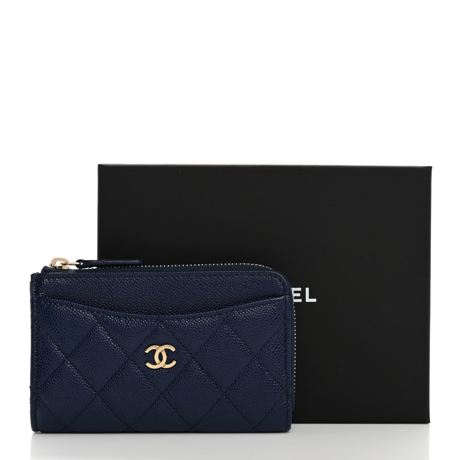 Chanel Caviar Quilted CC Zip Around Card Holder Navy 12 of 12