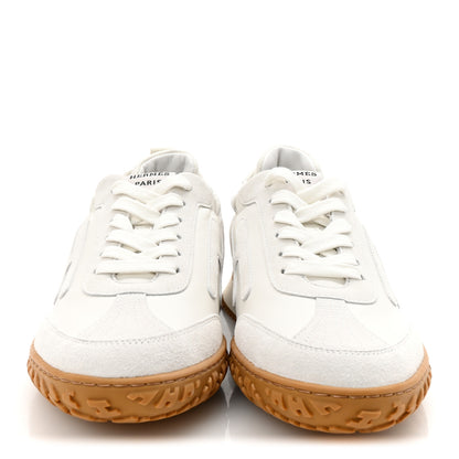 Hermes Nappa Suede Goatskin Jet Sneakers 37 White 3 of 9