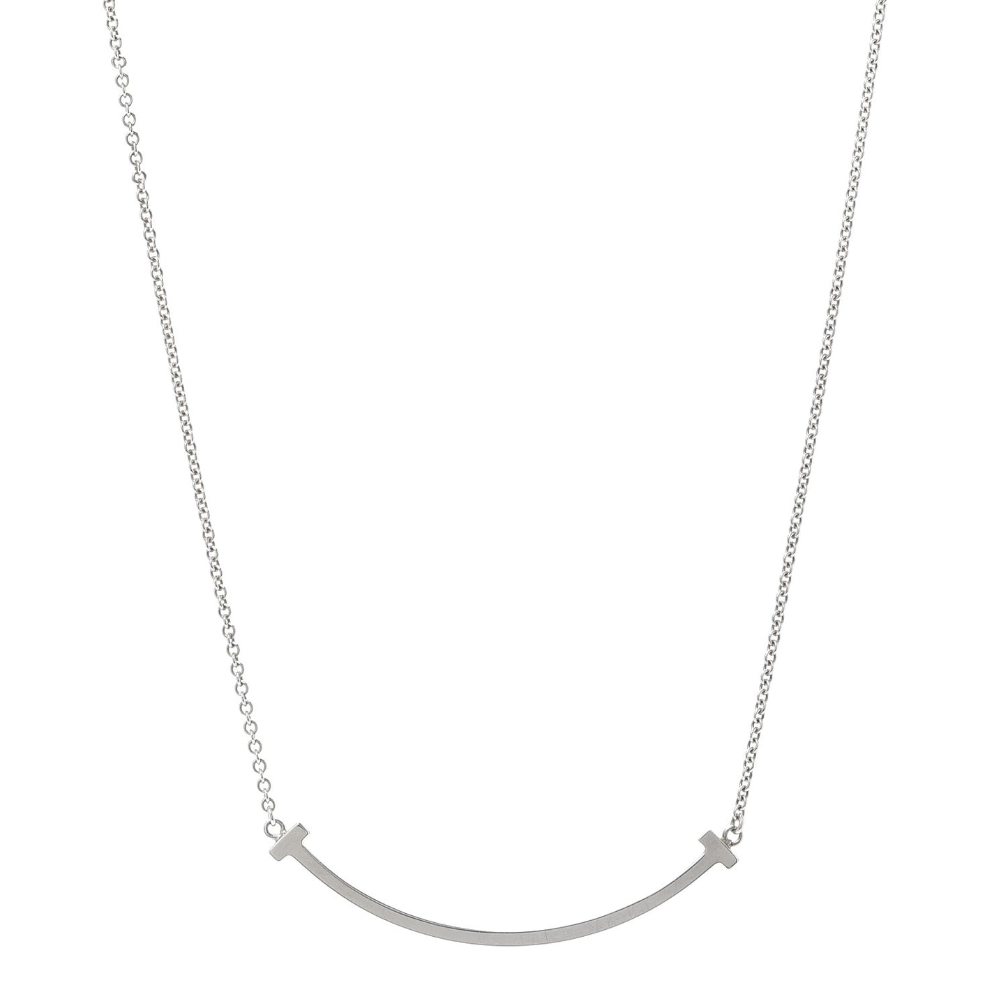 Sterling Silver Small T Smile Pendant Necklace