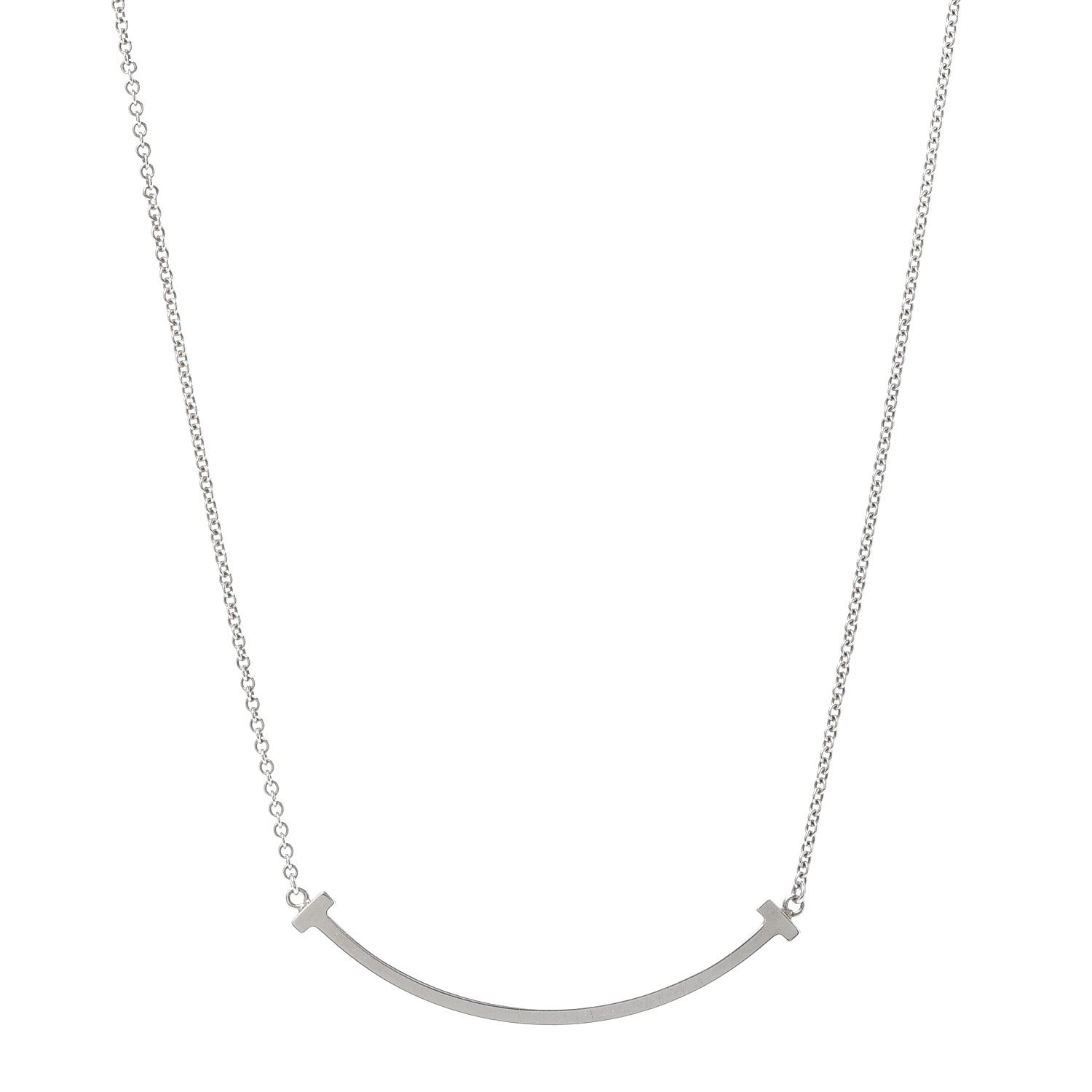 Tiffany Sterling Silver Small T Smile Pendant Necklace 1 of 6