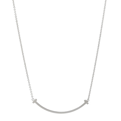 Tiffany Sterling Silver Small T Smile Pendant Necklace 1 of 6