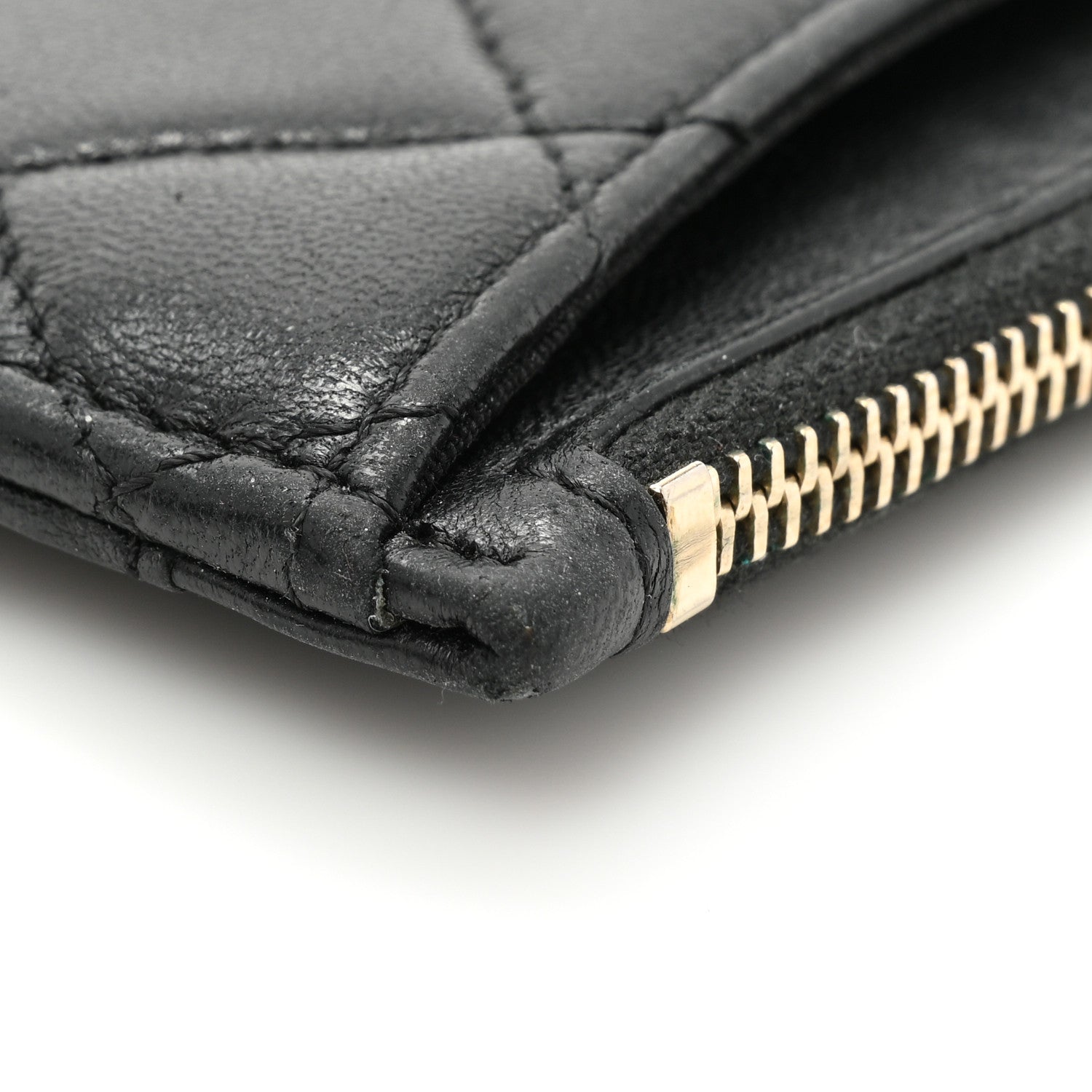 Chanel Lambskin Quilted Zip Card Holder Black 12 of 13