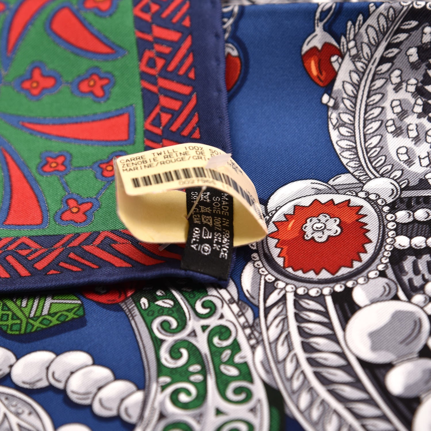 Hermes Silk Zenobie Reine De Palmyre Scarf 90 Marine Rouge Gris 6 of 7