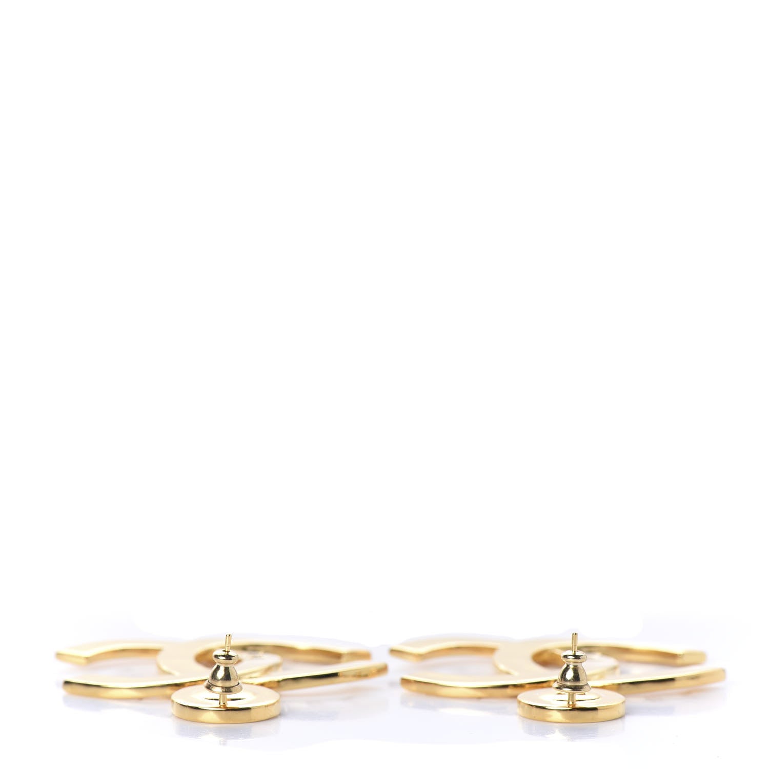 Chanel Metal Large Paris Button Earrings Gold 3 of 5