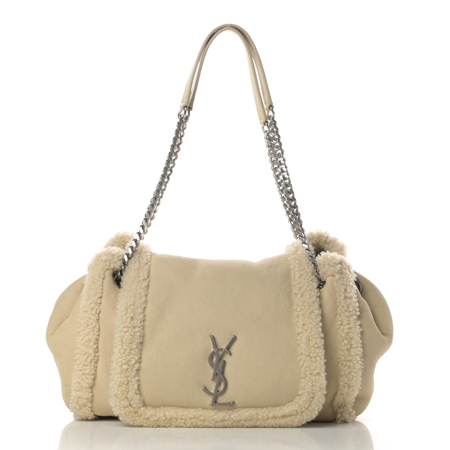 Saint Laurent Shearling Medium Nolita Shoulder Bag Natural 1 of 14