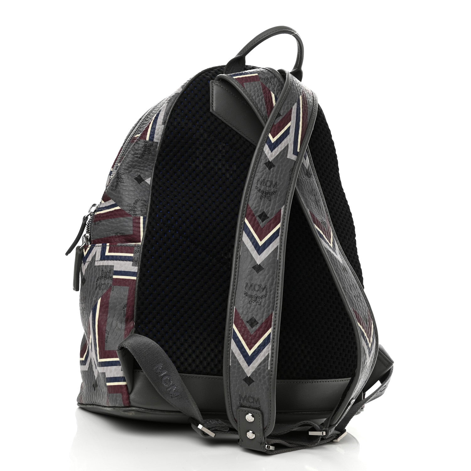 MCM Visetos Chevron Stripe Medium Backpack Phantom Grey Multicolor 3 of 11