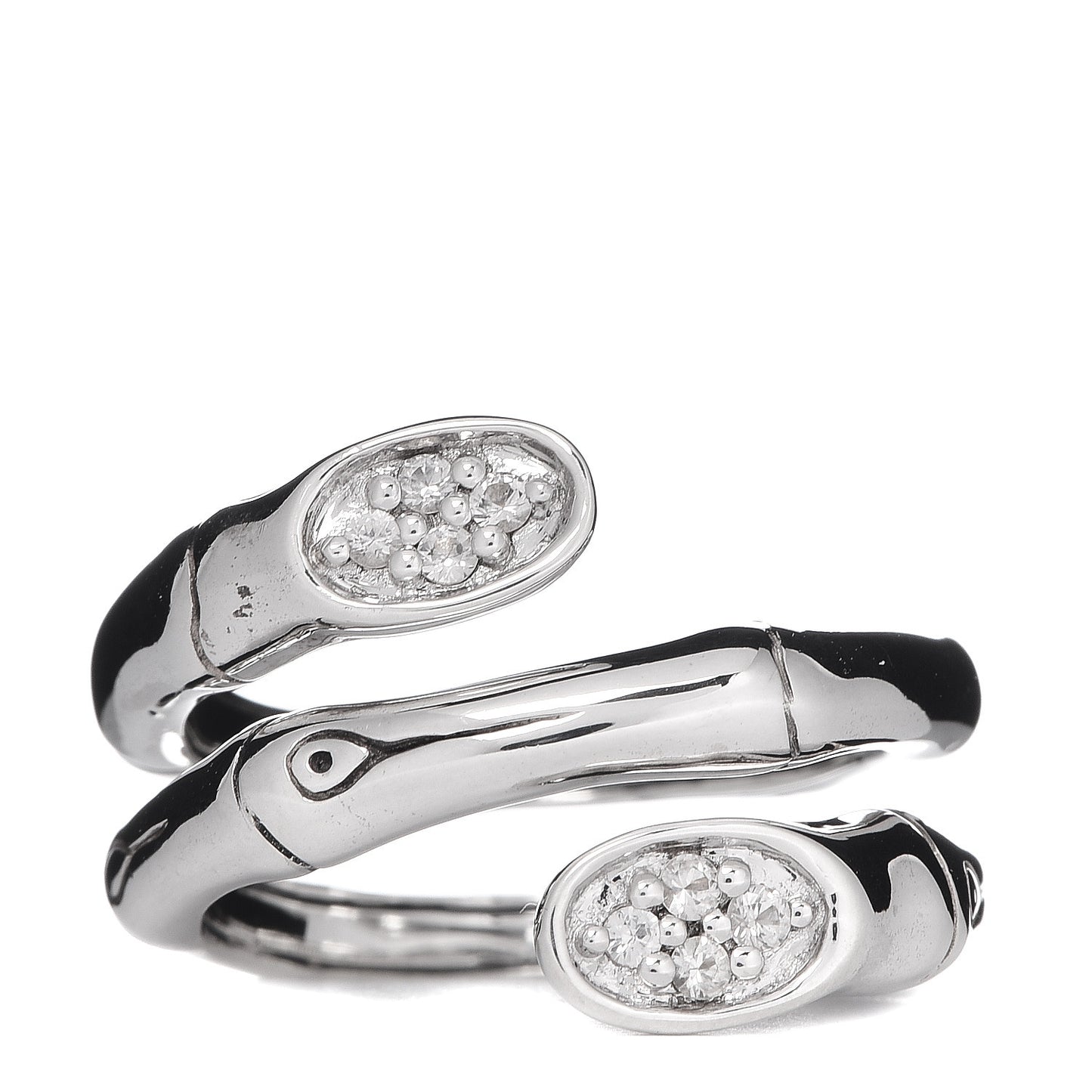 Sterling Silver White Sapphire Bamboo Wrap Ring 52 6