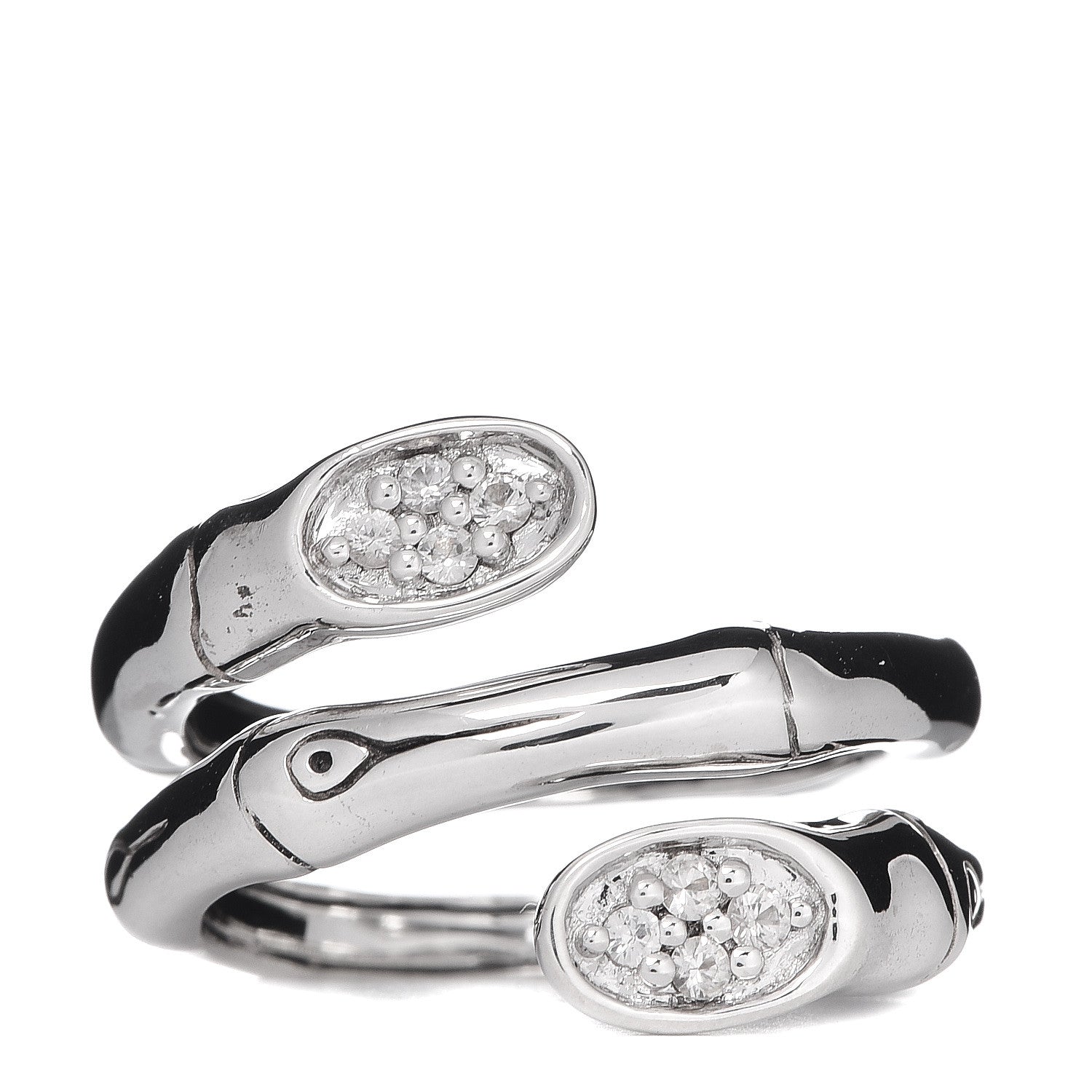 John Hardy Sterling Silver White Sapphire Bamboo Wrap Ring 52 6 1 of 6