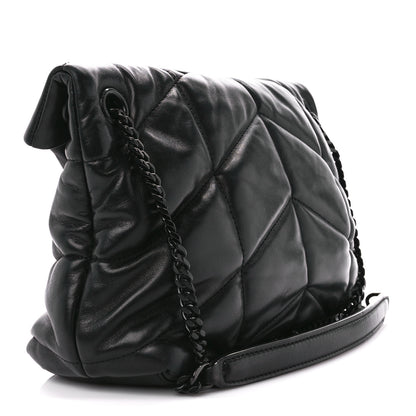 Saint Laurent Lambskin Quilted Monogram Monochrome Small Loulou Puffer Chain Satchel Black 3 of 15