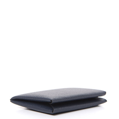 Hermes Epsom Verso Calvi Card Case Bleu Indigo Vert Amande 4 of 8