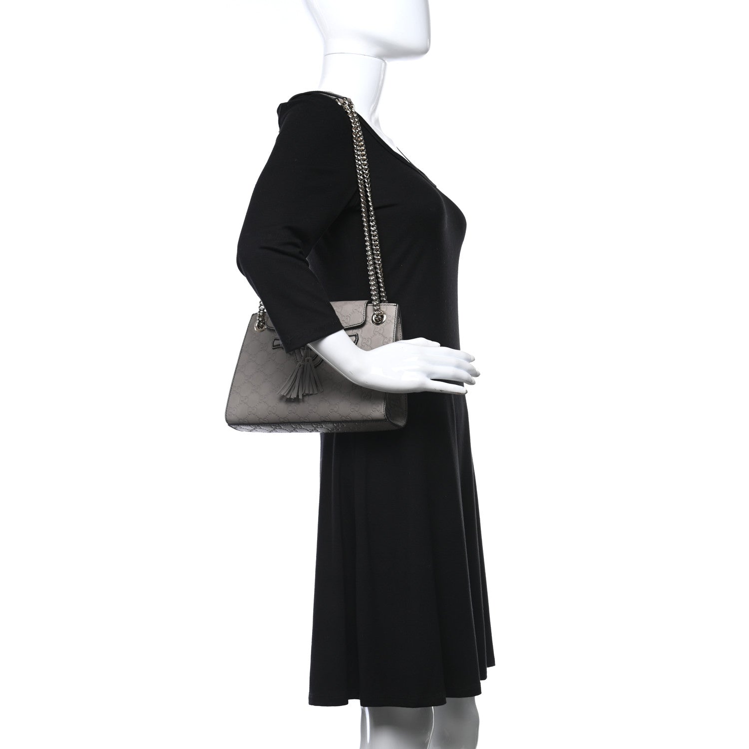 Gucci Guccissima Small Emily Chain Shoulder Bag Storm Grey 2 of 9