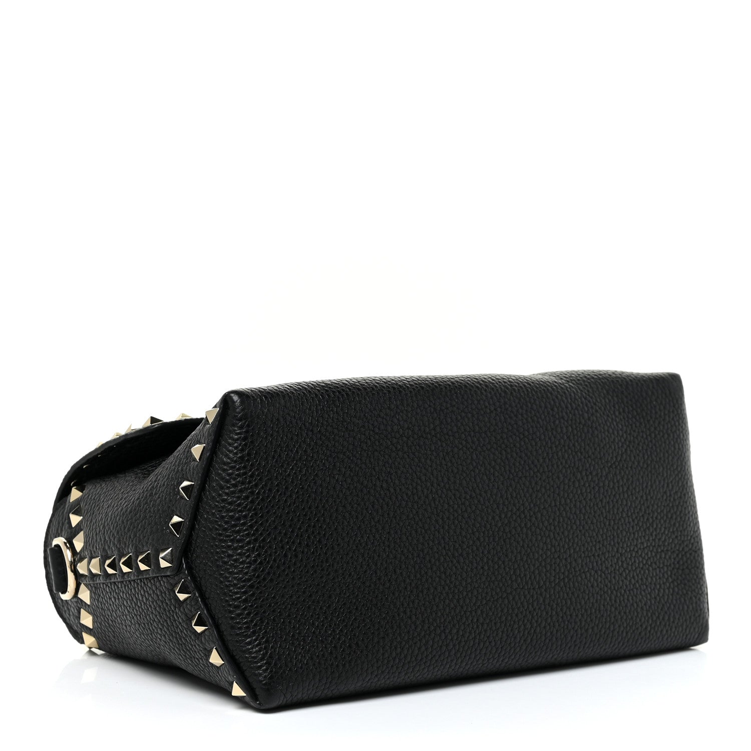 Valentino Garavani Pebbled Calfskin Rockstud Single Handle Flap Bag Black 4 of 12