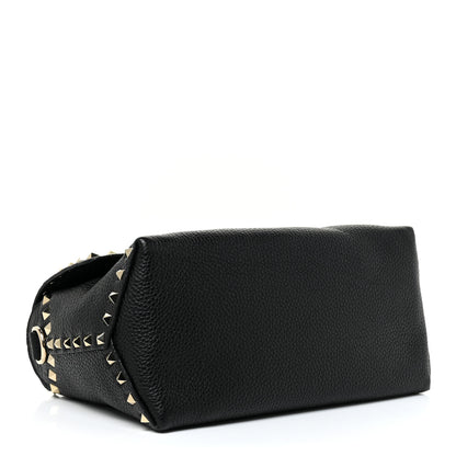 Valentino Garavani Pebbled Calfskin Rockstud Single Handle Flap Bag Black 4 of 12