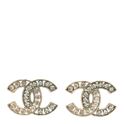 Chanel Pearl Crystal CC Earrings Gold 1 of 8