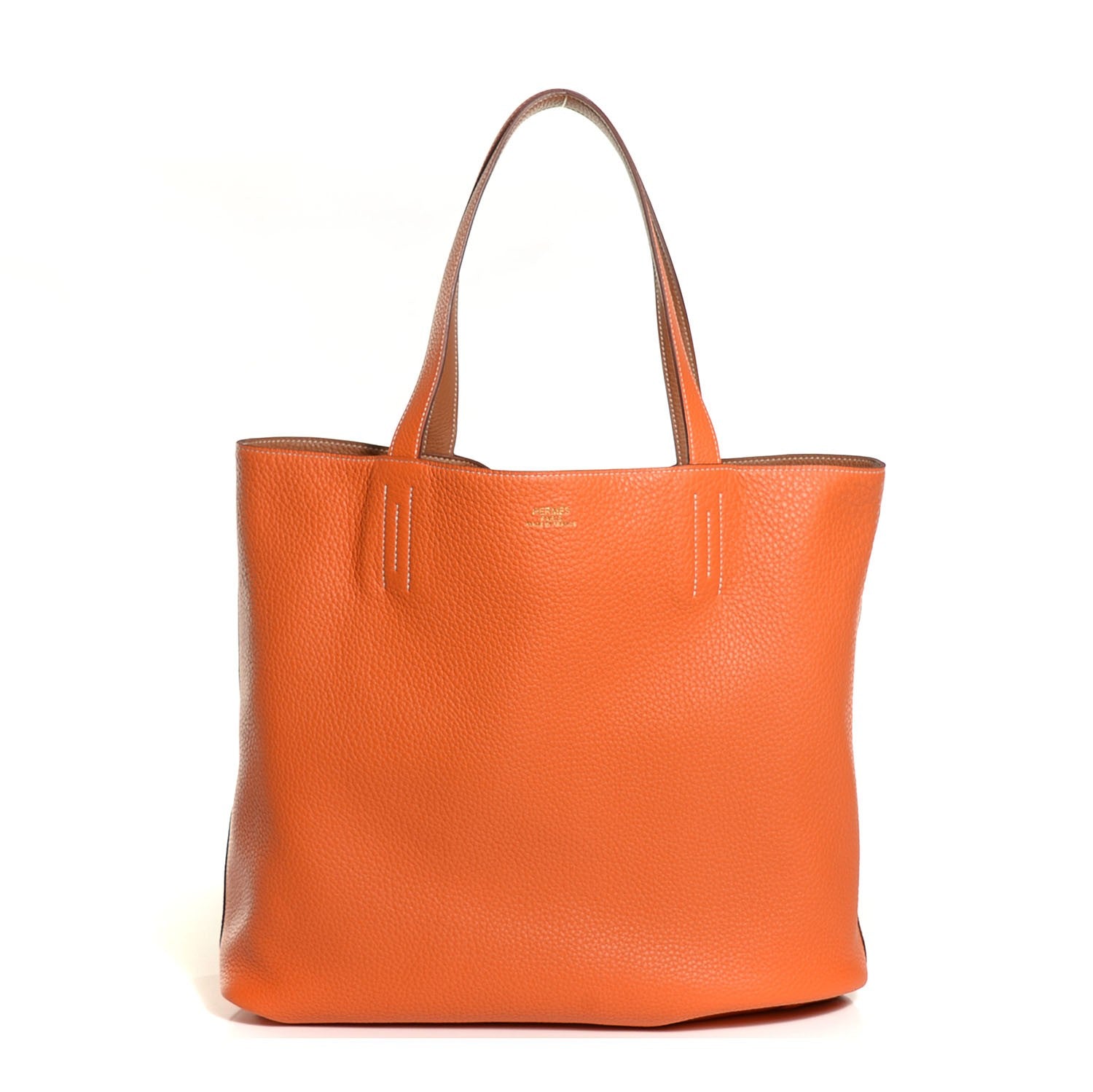 Hermes Taurillon Clemence Double Sens 36 Reversible Tote Gold and Orange 3 of 11