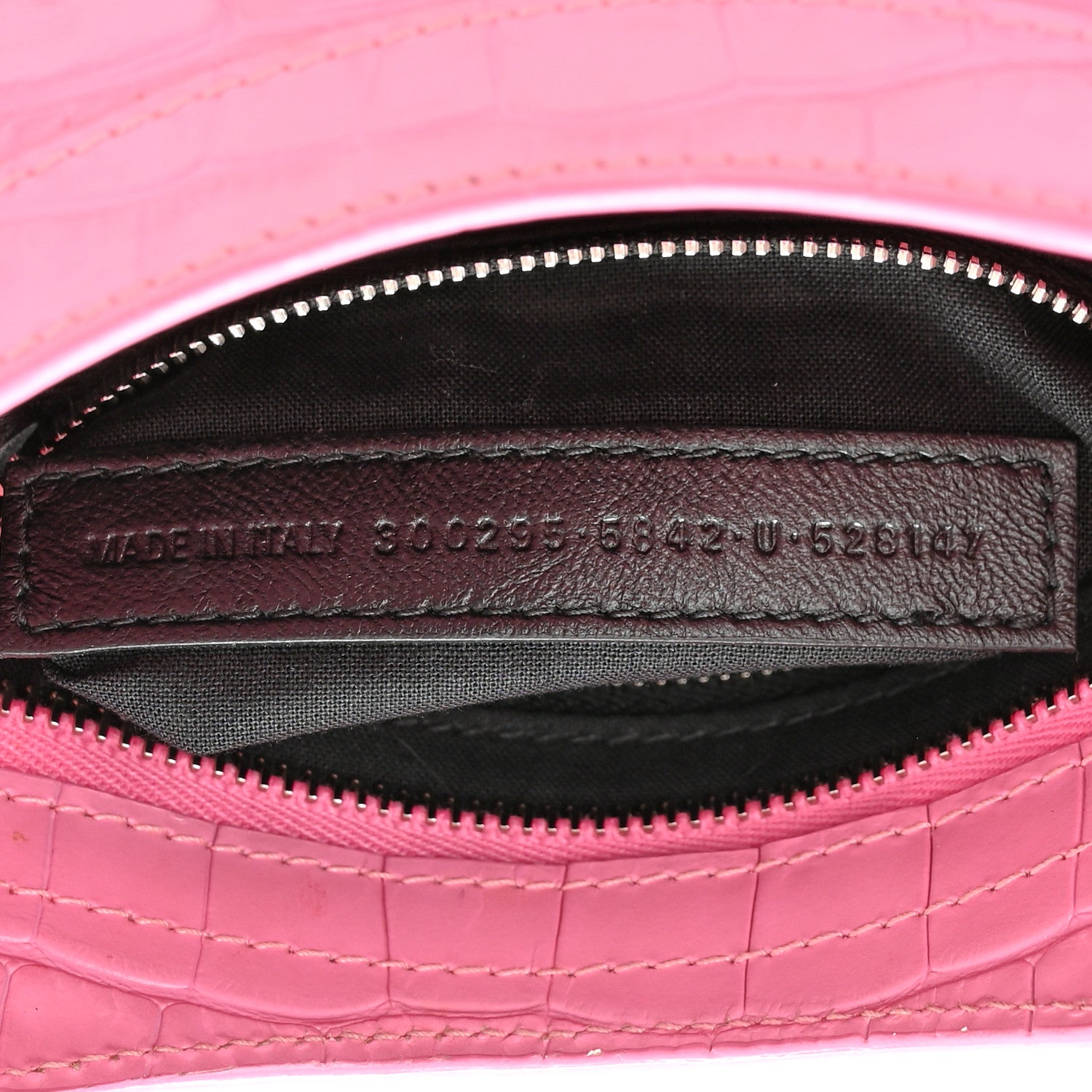 Balenciaga Shiny Supple Calfskin Crocodile Embossed Classic Silver Hardware Mini City Baby Pink 7 of 10