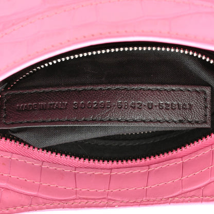 Balenciaga Shiny Supple Calfskin Crocodile Embossed Classic Silver Hardware Mini City Baby Pink 7 of 10