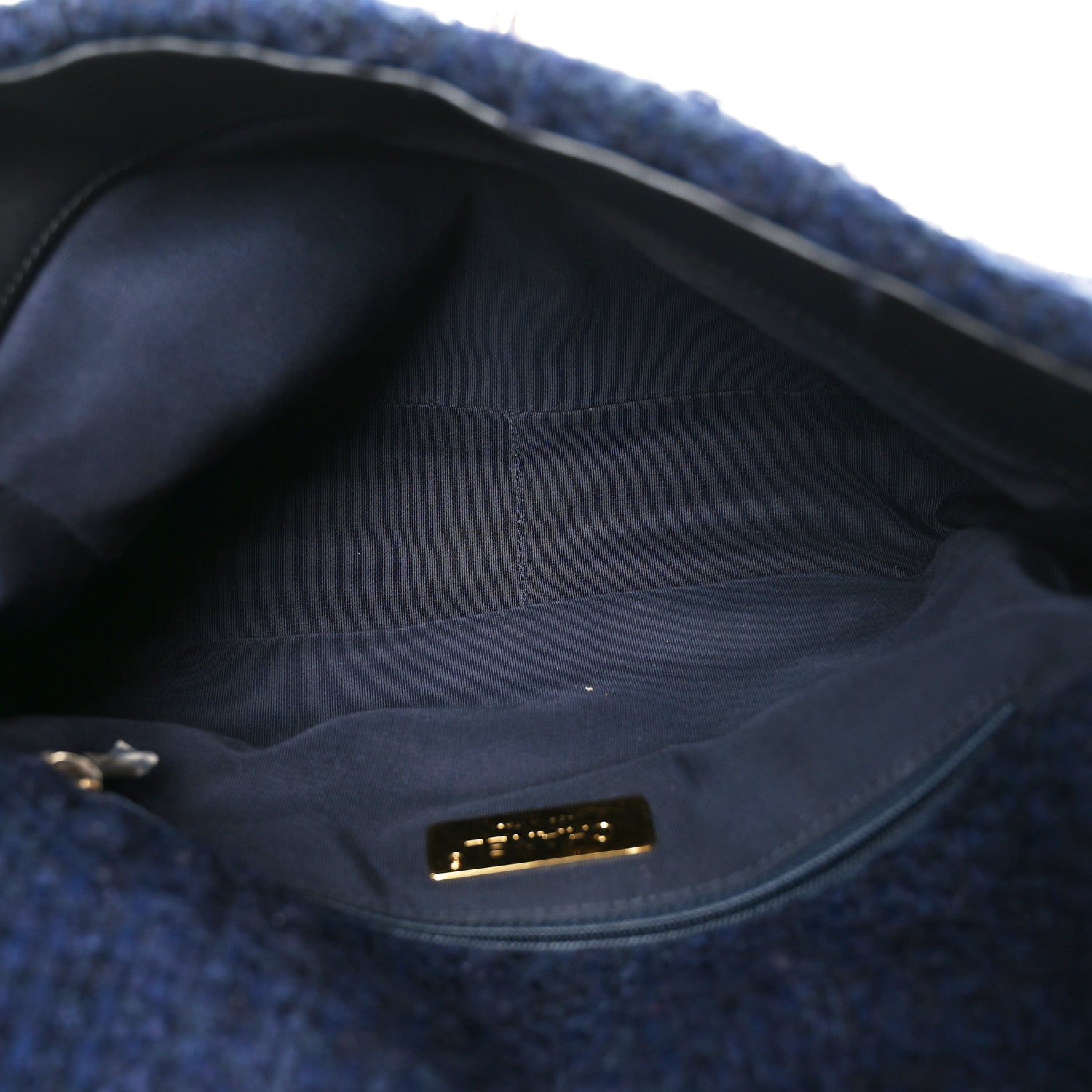 Chanel Tweed Quilted Large Chanel 19 Flap Navy Blue 5 of 10