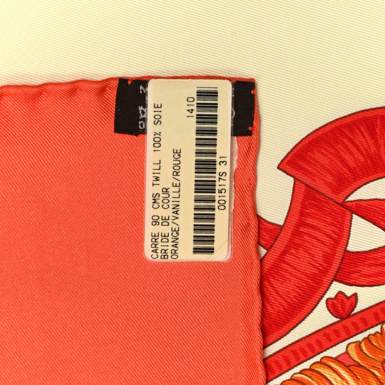 Hermes Silk Bride De Cour Remix Scarf 90 Orange Vanille Rouge 3 of 5