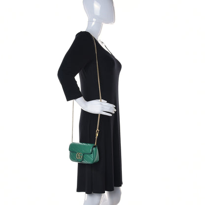 Gucci Azalea Calfskin Enamel Matelasse Diagonal Super Mini Torchon GG Marmont Shoulder Bag New Shamarock Emerald 2 of 9