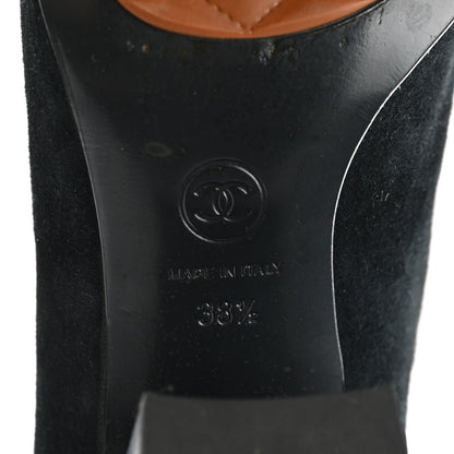 Chanel Suede Calfskin CC Short Boots 38.5 Black 6 of 11