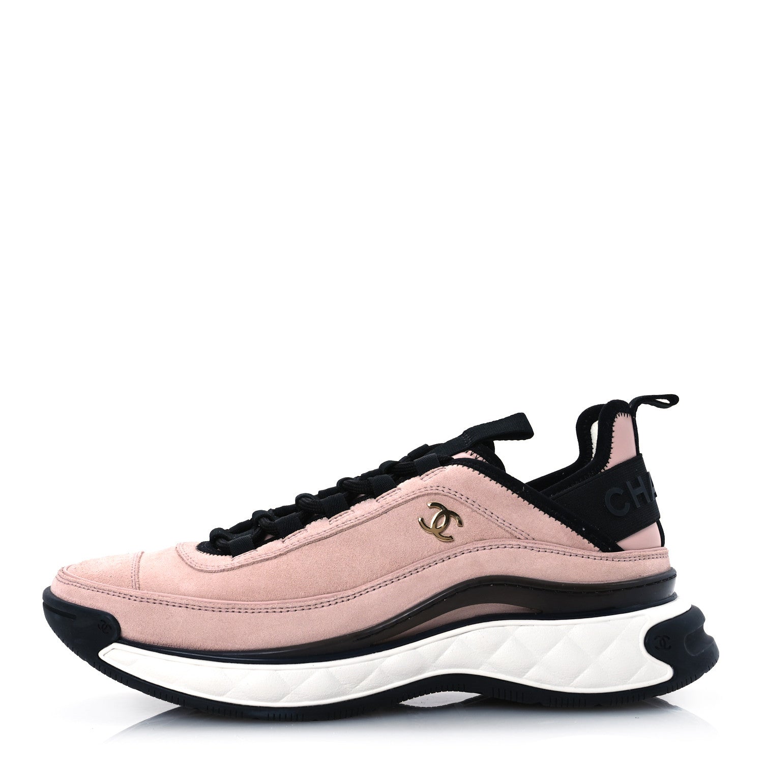 Chanel Suede Calfskin Nylon Grosgrain CC Sneakers 40 Light Pink 1 of 13