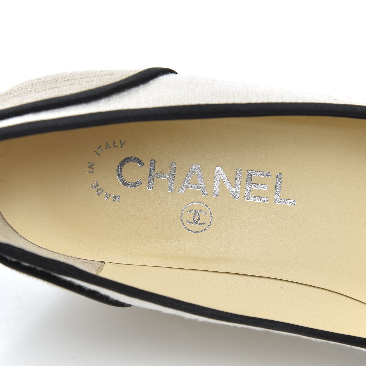 Chanel Toile Cap Toe Espadrille Wedges 36.5 Beige Black 6 of 17