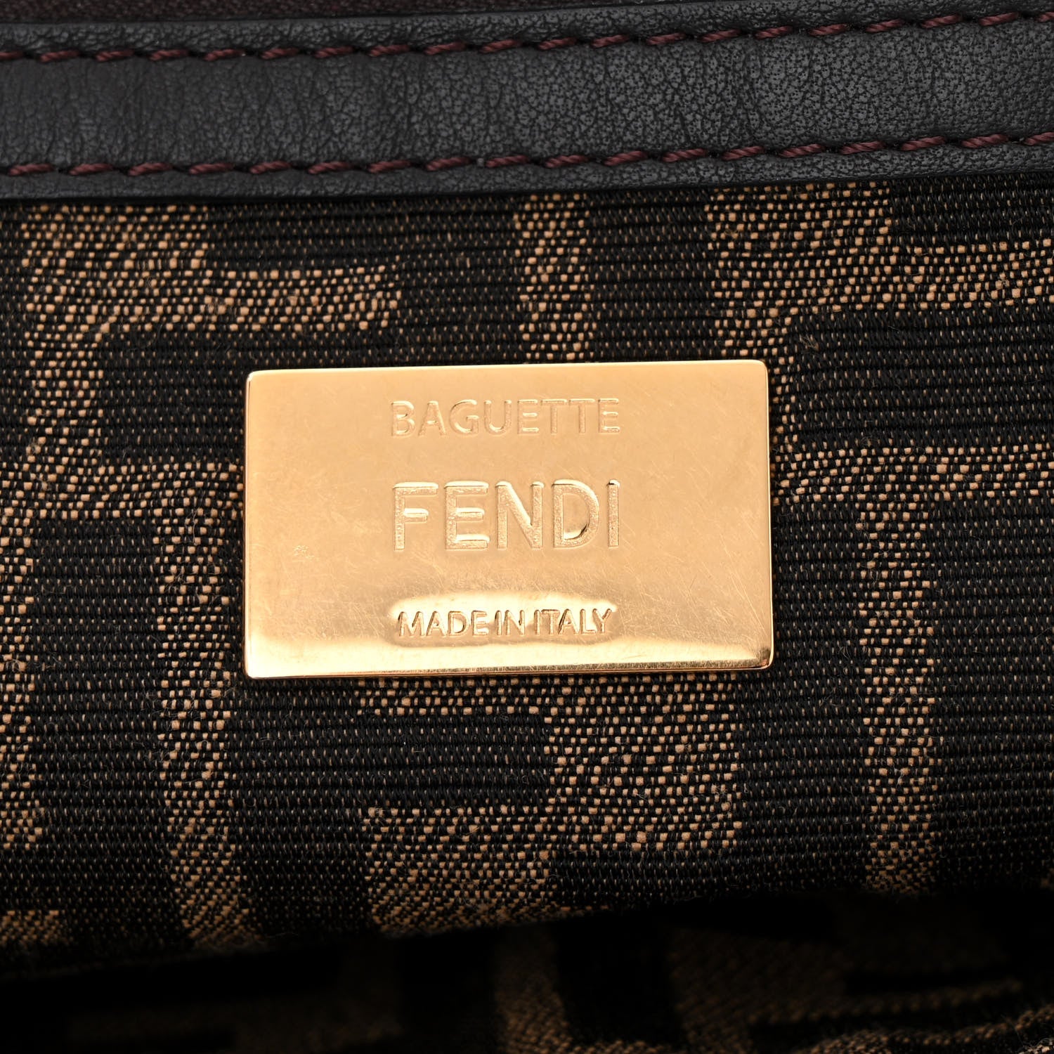 Fendi Fabric Jacquard FF 1974 Medium Baguette Tobacco Moro Black 6 of 11