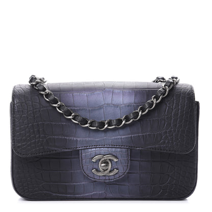 Chanel Iridescent Matte Crocodile Mini Rectangular Flap Green Purple 1 of 11