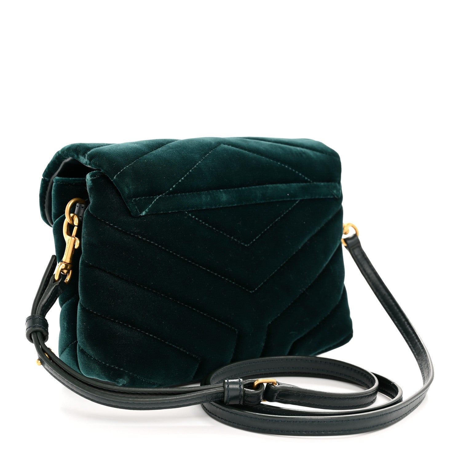 Saint Laurent Velvet Y Quilted Monogram Toy Loulou Chain Satchel Dark Ottanio 3 of 9